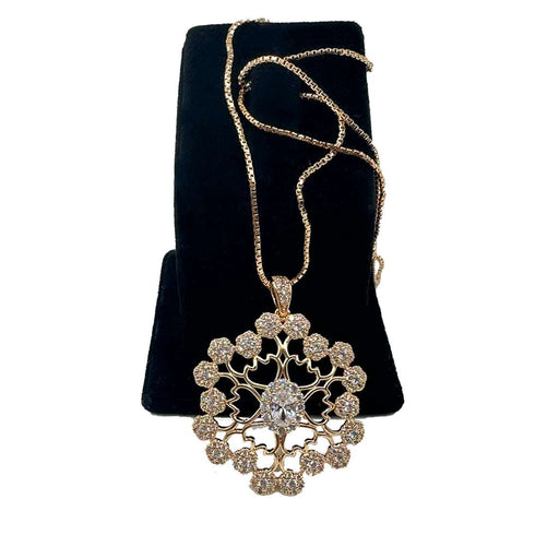 Floral Elegance Gold Necklace - D146 - 4